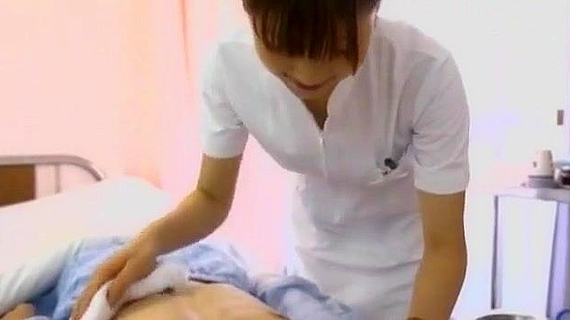 Sweet Japanese Nurse redhead enjoys a bath with her man before sucking him off