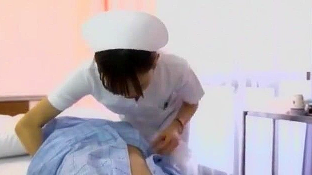 Sweet Japanese Nurse redhead enjoys a bath with her man before sucking him off