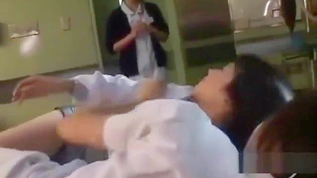 Japanese Nurses' Passionate Kiss & Threesome with Breast Rubbing - Forbidden Pleasure Revealed!