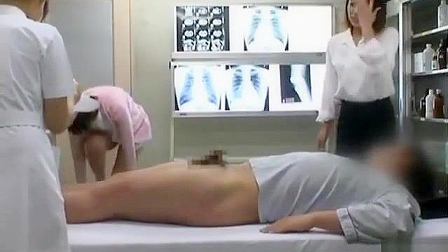 Horny Asian nurses take turns riding patient