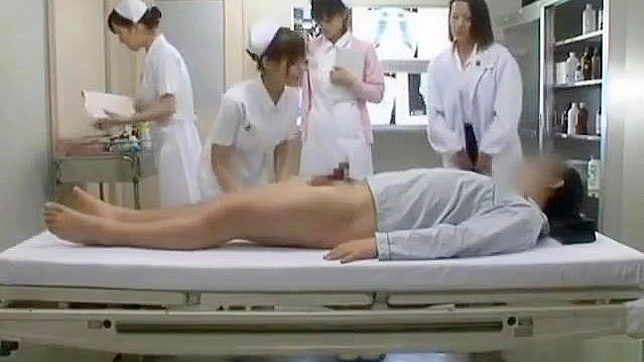 Horny Asian nurses take turns riding patient