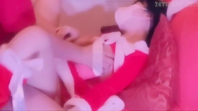 Female Santa's Intimate Flings with a Young Lady in Sexy Black Lingerie!