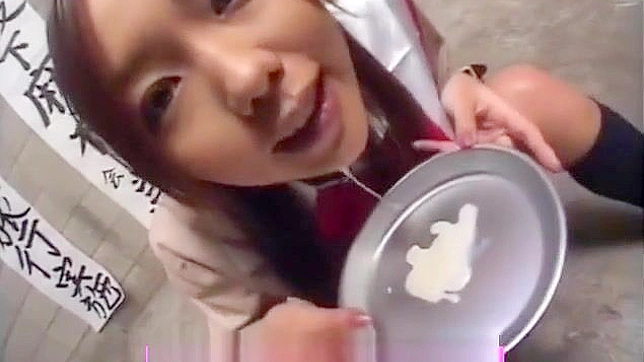 Craving for Asian Cuisine? Watch This Teen Sensation Devour Cum from a Plate like a True Luscious Enchantress!