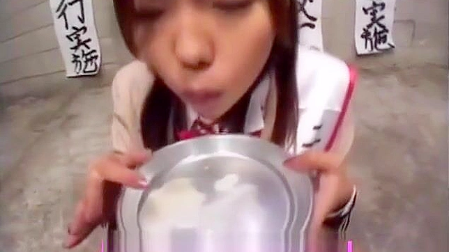 Craving for Asian Cuisine? Watch This Teen Sensation Devour Cum from a Plate like a True Luscious Enchantress!