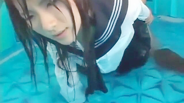 Teen Sensation ~ 18+ Year Old seducing in Pool wearing School Uniform!