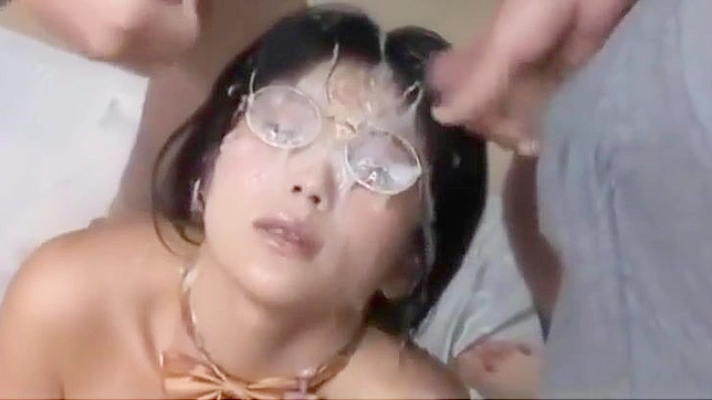 Glasses Bukkake - A Luscious Japanese Enchantress' Ultimate Orgasm Unleashed!