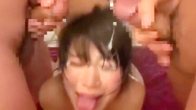 JAV Enchantress Gets Soaked in Wild Bukkake Frenzy!