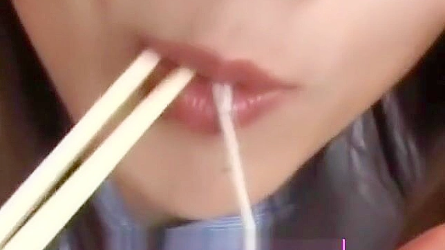 Delight in the Sweet and Sticky ~ JAV Actress Swallows Cum with Noodles