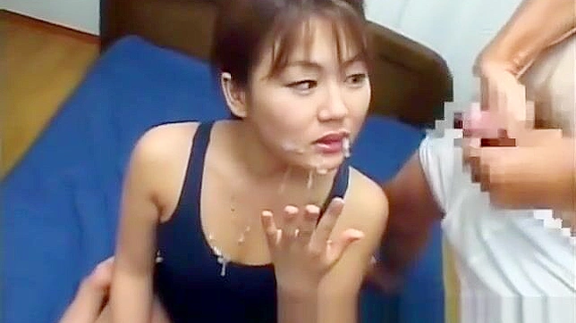 JAV cutie gets doused in bukkake during group sex romp! - See the hottest Asian babe in a swimsuit get wet and wild with a group of guys!