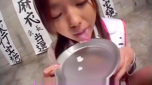 Japanese Beauty Slurps Down Her Lover's Cum in an Epic Bukkake Scene