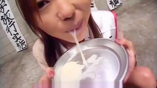 Japanese Beauty Slurps Down Her Lover's Cum in an Epic Bukkake Scene