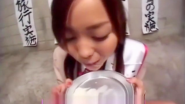 Japanese Beauty Slurps Down Her Lover's Cum in an Epic Bukkake Scene