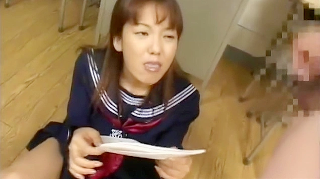 Japanese Babe Delightfully Plays with Cum and Gets a Bukkake Surprise!