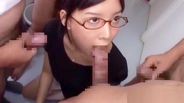 Tsukasa Aoi ~ Naughty Teen with Glasses in Kinky Bukkake Scene