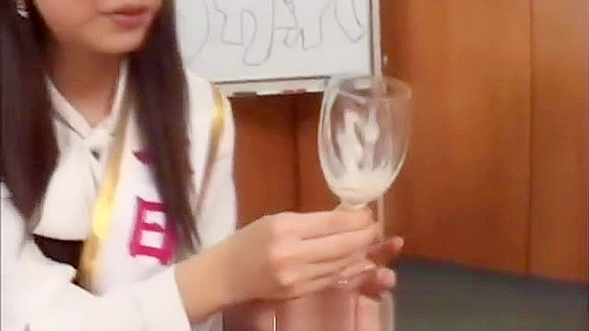 Exclusive ~ 18+ Japanese Teen Drinking Cum from Glass in Amateur Group Sex!