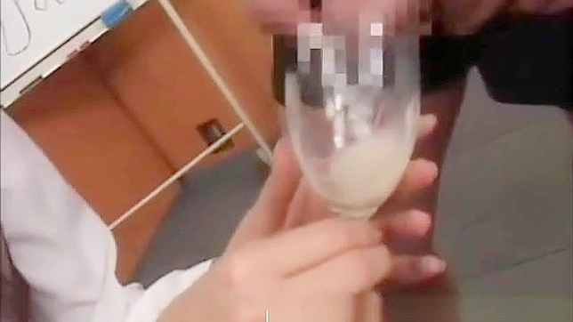 Exclusive ~ 18+ Japanese Teen Drinking Cum from Glass in Amateur Group Sex!