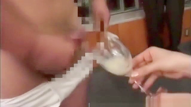 Exclusive ~ 18+ Japanese Teen Drinking Cum from Glass in Amateur Group Sex!