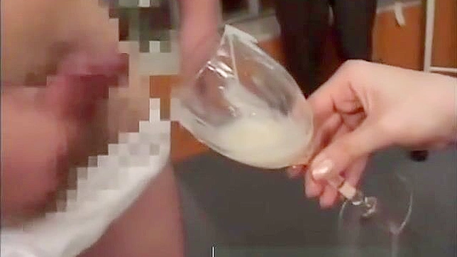 Exclusive ~ 18+ Japanese Teen Drinking Cum from Glass in Amateur Group Sex!