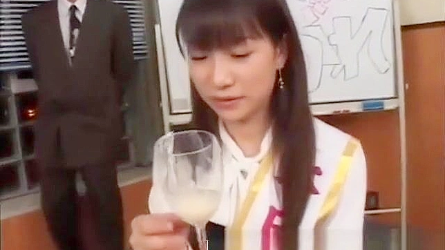 Exclusive ~ 18+ Japanese Teen Drinking Cum from Glass in Amateur Group Sex!