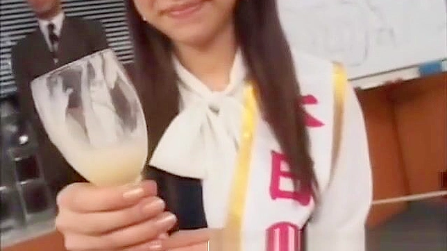 Exclusive ~ 18+ Japanese Teen Drinking Cum from Glass in Amateur Group Sex!