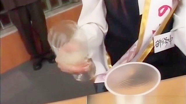 Exclusive ~ 18+ Japanese Teen Drinking Cum from Glass in Amateur Group Sex!