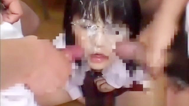 Japanese Teen Fights Herself to an Orgasm with a Bukkake Gangbang