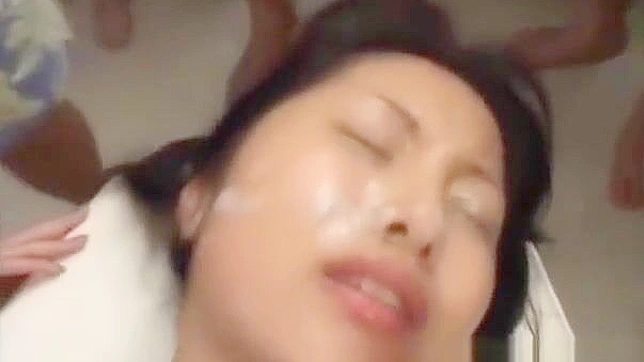 JAV Sensation ~ Busty Amateur Gets Bukkake Facial After Wild Fuck Session