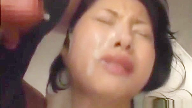 JAV Sensation ~ Busty Amateur Gets Bukkake Facial After Wild Fuck Session