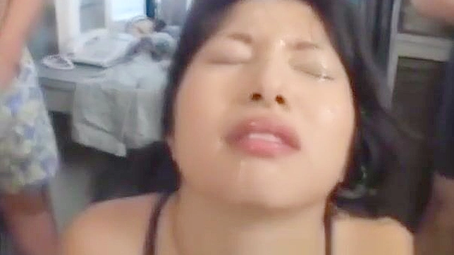 JAV Sensation ~ Busty Amateur Gets Bukkake Facial After Wild Fuck Session