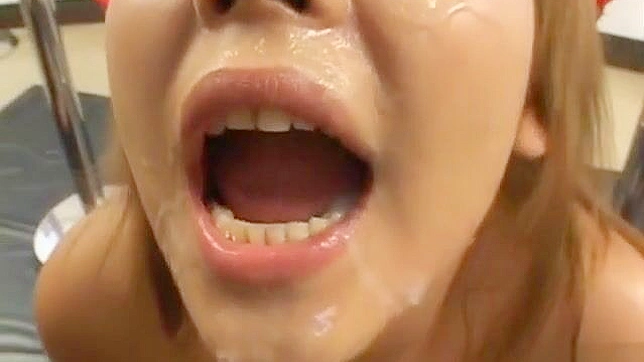 Japanese Beauty Cums Hard with Bukkake