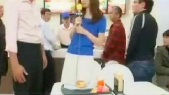 Japanese Beauty Gets Gangbanged at McDonalds - Must See JAV Scene!