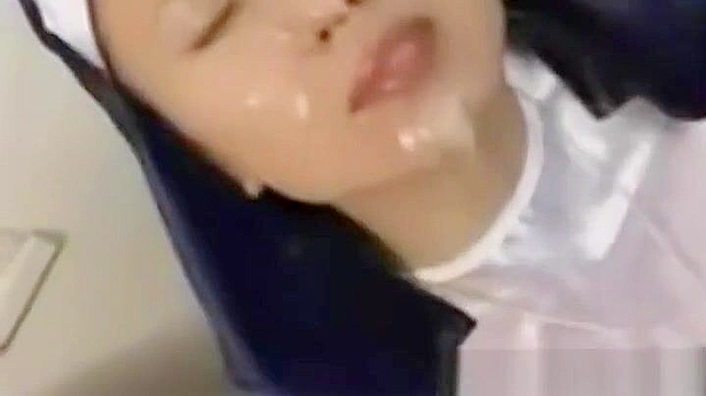 Enchanting Japanese Teen Nun Gets Drenched in Bukkake