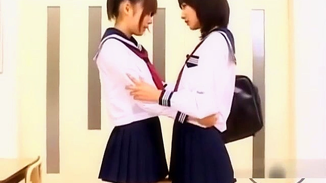 2 Luscious Schoolgirls 18+ Kissing and Patting Each Other in the Classroom