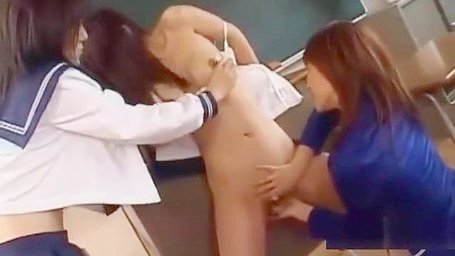 Sultry Teacher Gives Luscious Licks and Fingers Her Students in Classroom