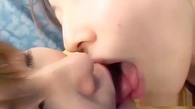 Caught in the act! 3 stunning Asian girls kissing and sucking tongues on the couch