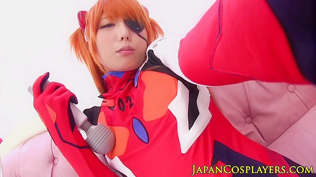 Japanese Porn ~ Gorgeous Ginger Babe Tugs on Cock in Seductive Cosplay!