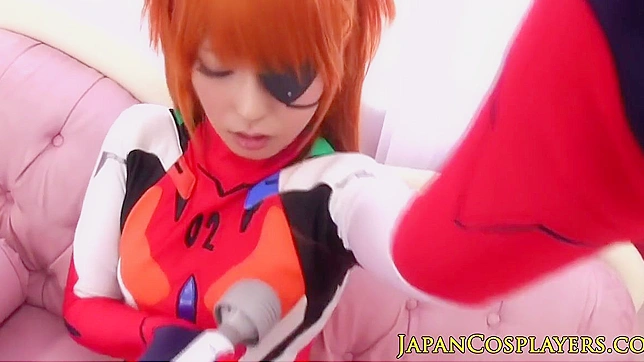 Japanese Porn ~ Gorgeous Ginger Babe Tugs on Cock in Seductive Cosplay!