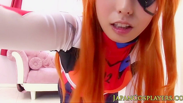 Japanese Porn ~ Gorgeous Ginger Babe Tugs on Cock in Seductive Cosplay!