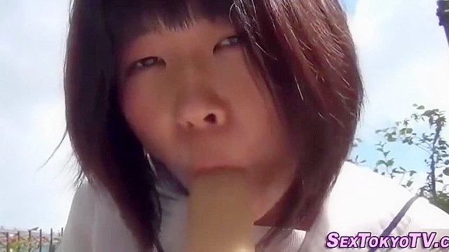 Japanese Porn Sensation ~ Alluring Teen Sets the Screen on Fire with Her Dildo Riding Skills!