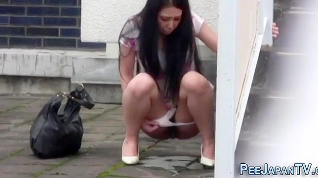 Wet and Ashamed - Cute Japanese Girl Peeing in Public