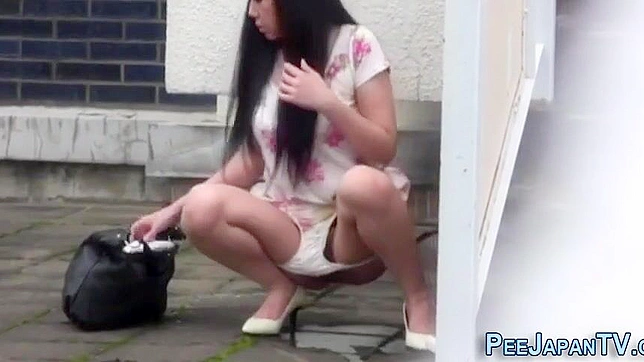 Wet and Ashamed - Cute Japanese Girl Peeing in Public