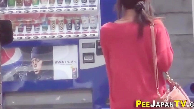 Wet and Wild ~ Asian Beauty Pees in a Car Park