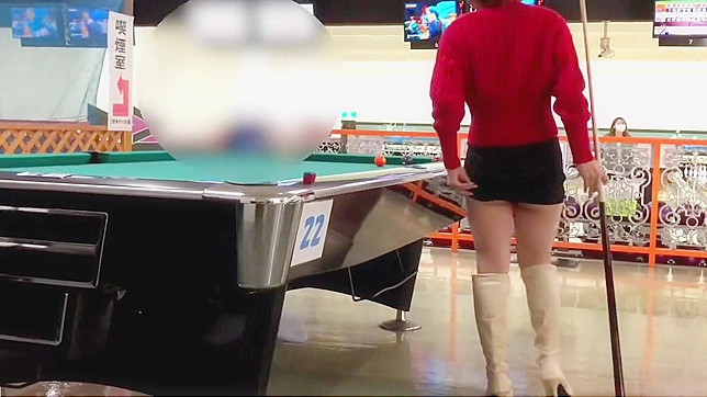 Va-Va-Voom! New Year Mini Skirt No Bra Billiards! You'll Want to See How They Play Without Boobs on The Table