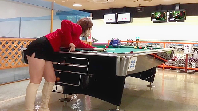 Va-Va-Voom! New Year Mini Skirt No Bra Billiards! You'll Want to See How They Play Without Boobs on The Table