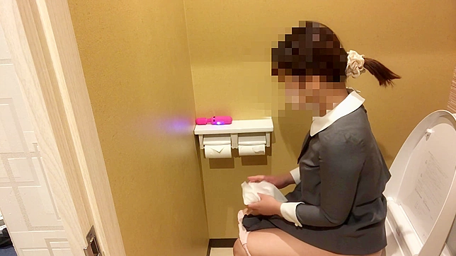 Japanese Porn ~ Luscious Girl Loses Control During Public Bathroom Break