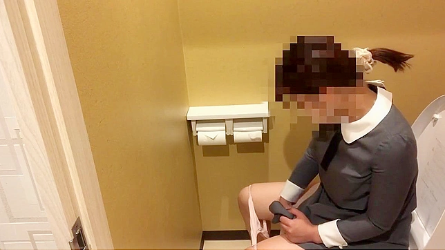 Japanese Porn ~ Luscious Girl Loses Control During Public Bathroom Break