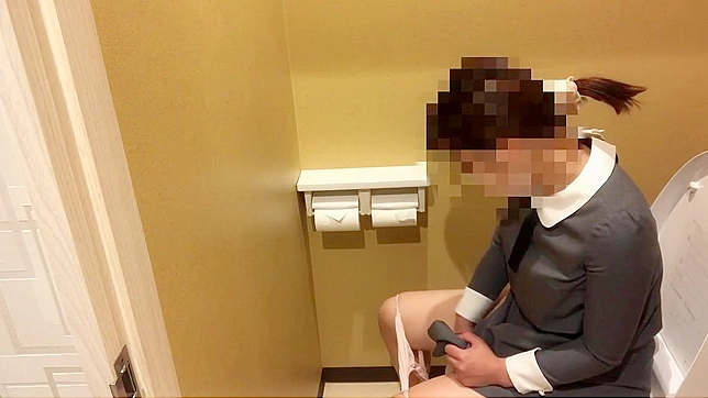 Japanese Porn ~ Luscious Girl Loses Control During Public Bathroom Break