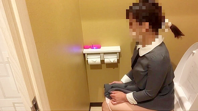 Japanese Porn ~ Luscious Girl Loses Control During Public Bathroom Break