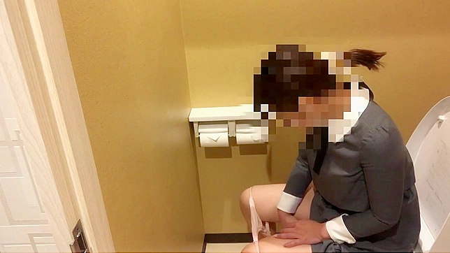 Japanese Porn ~ Luscious Girl Loses Control During Public Bathroom Break