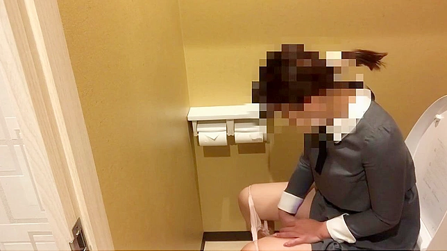 Japanese Porn ~ Luscious Girl Loses Control During Public Bathroom Break